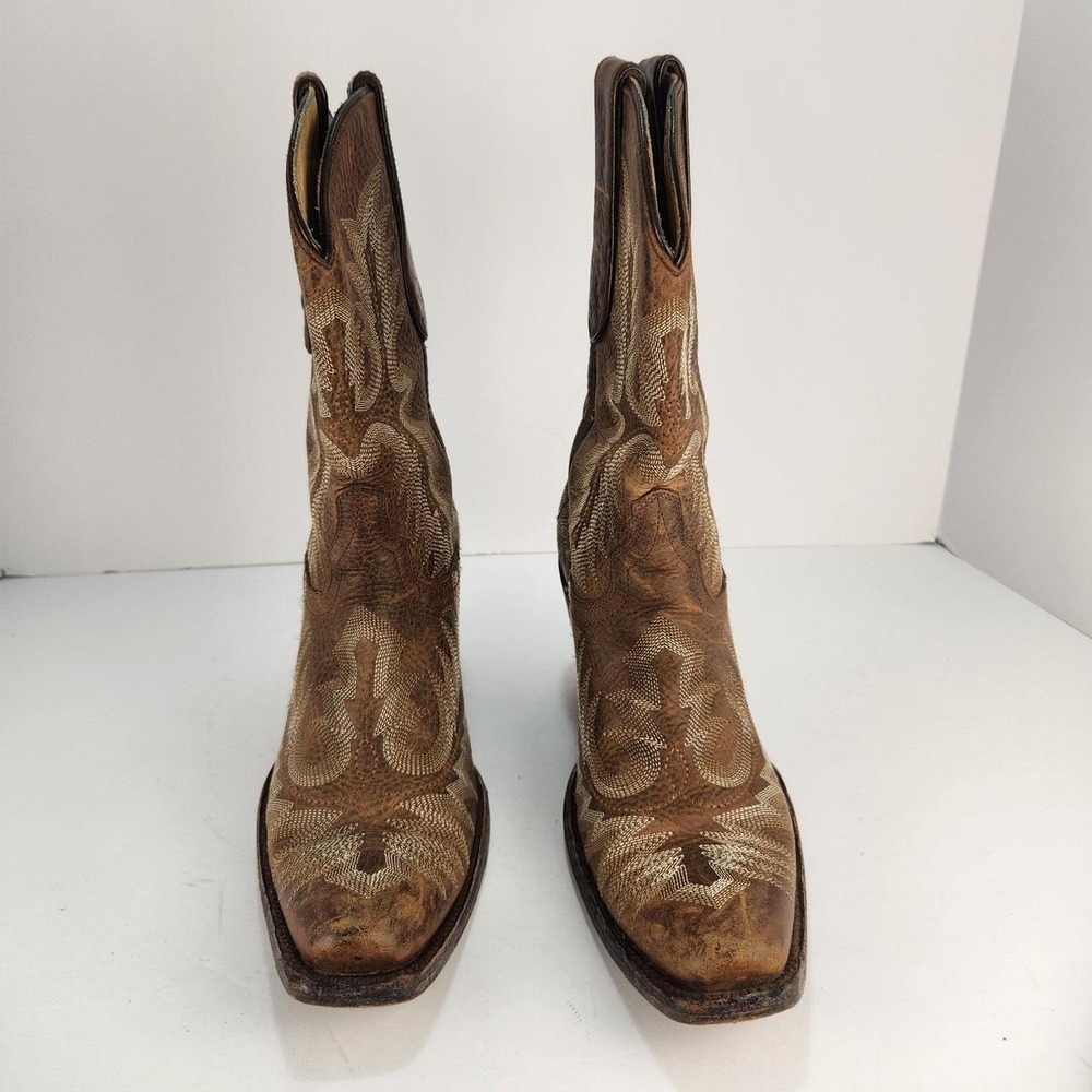 Corral Women's Western Cowboy Boots Brown Embroidered Snip Toe Size 7.5 - Picture 5 of 7